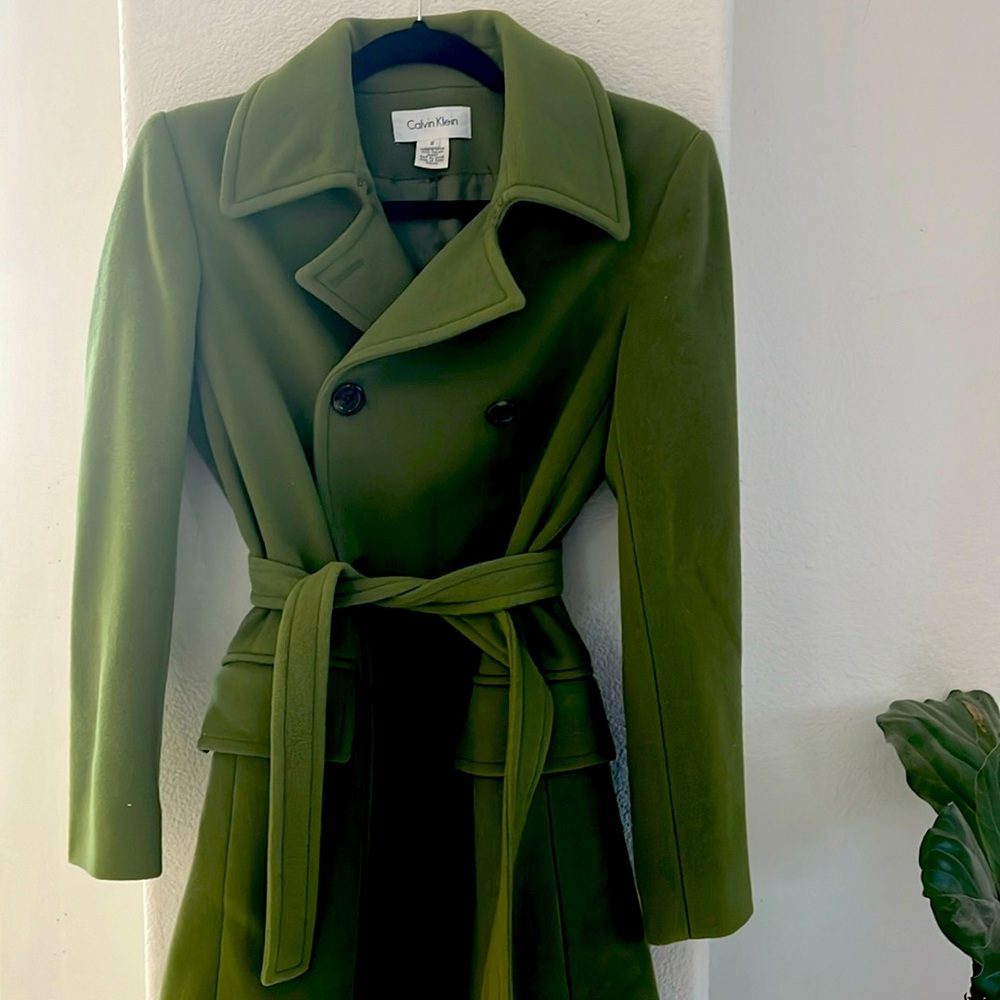 Calvin Klein green trench coat
